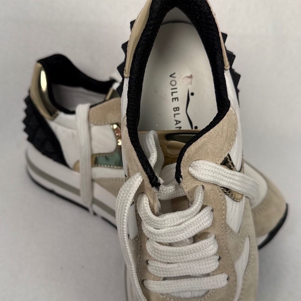 Voile Blanche Womens Metallic Gold Mesh Platform Sneakers Trainers Size 38